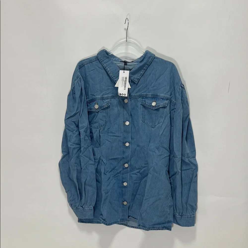 Light Blue Oversized Denim Shirt - Picture 3 of 4